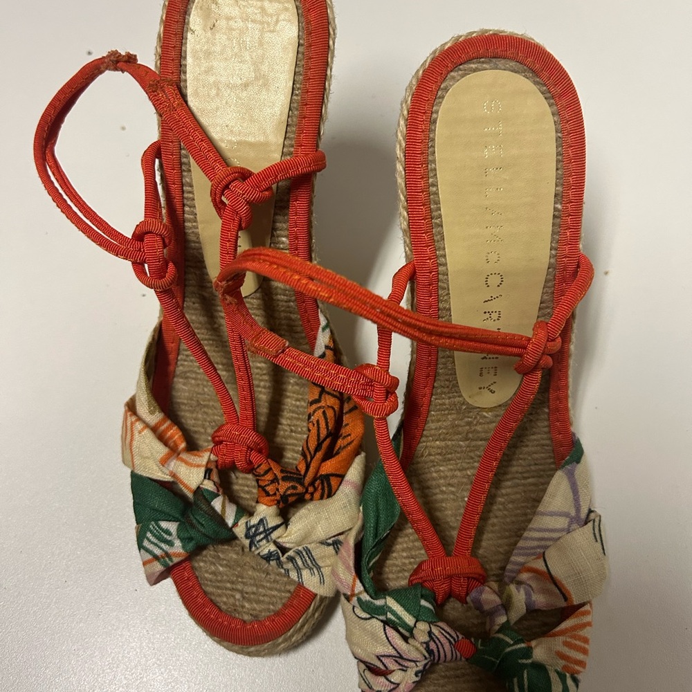 Colorful Espadrille Wedge Sandals - Picture 2 of 2